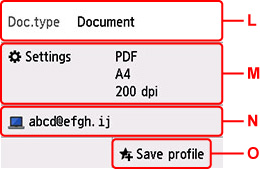 A beolvasás mód készenléti képernyője